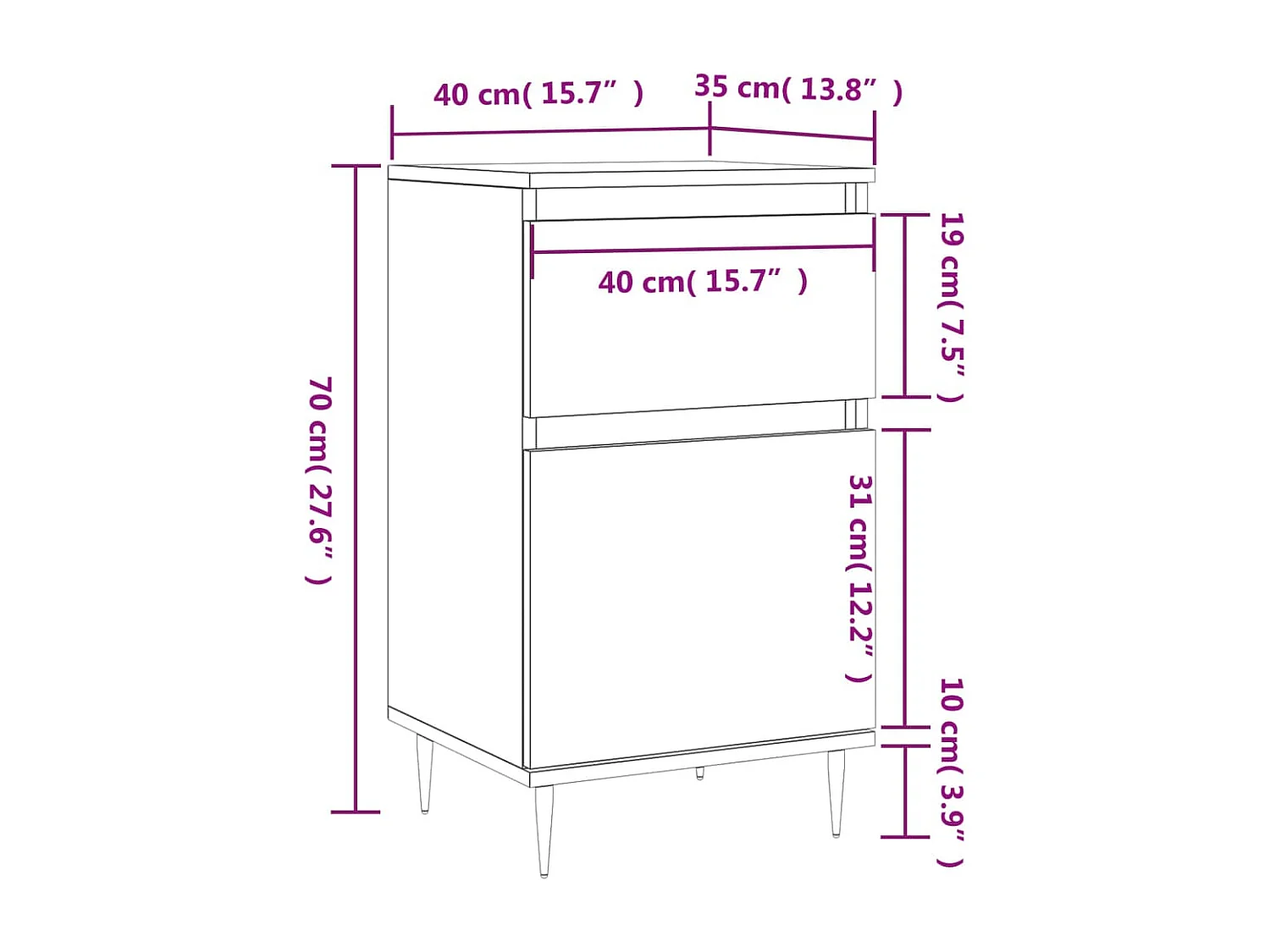Buffets 2 pcs blanc 40x35x70 cm bois d’ingénierie