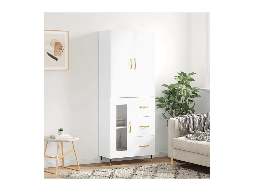 Buffet haut Blanc 69,5x34x180 cm Bois d'ingénierie
