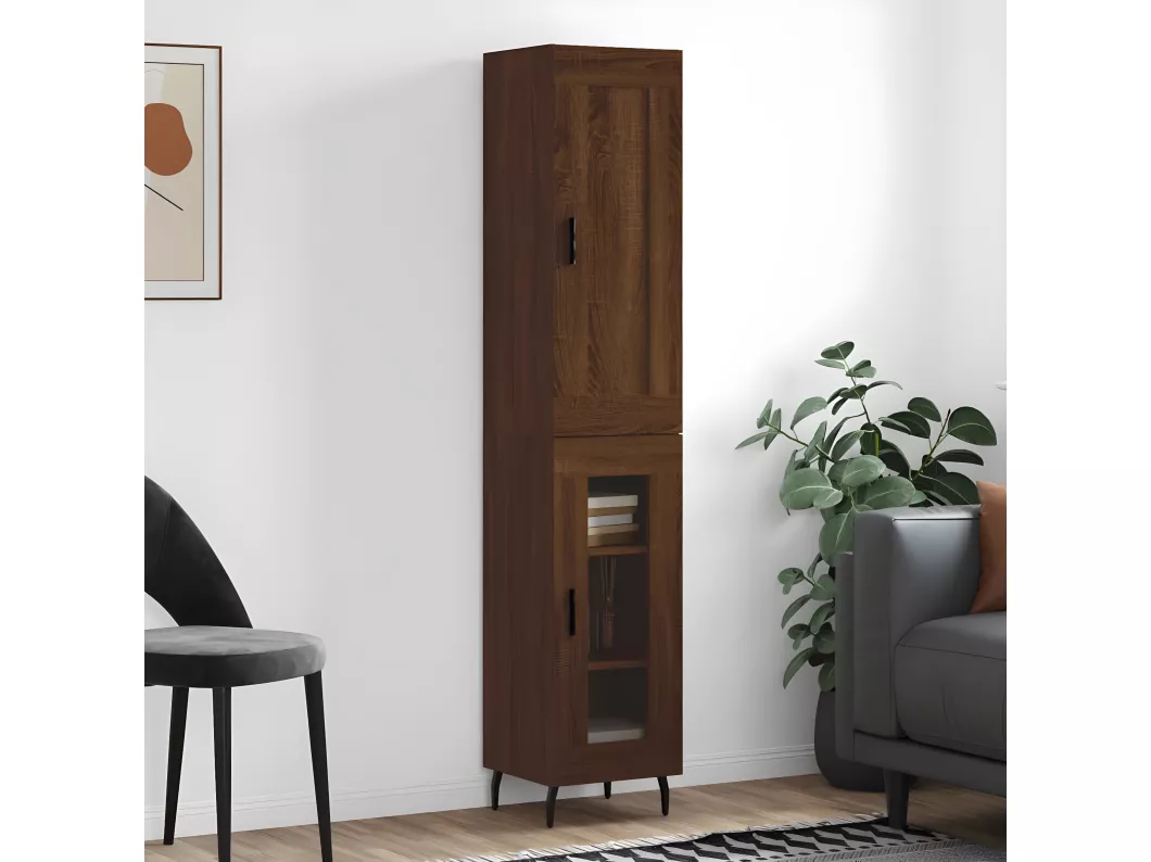 Kauf Unique Highboard Braun Eichen-Optik 34,5x34x180 cm Holzwerkstoff