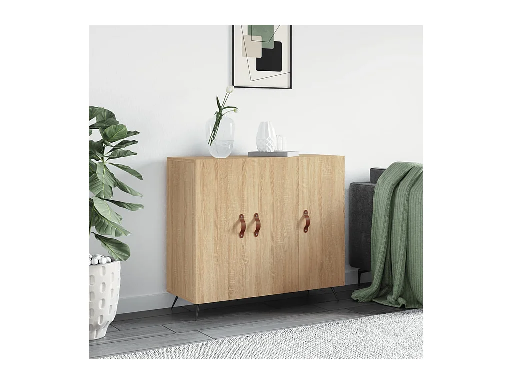 Buffet chêne sonoma 90x34x80 cm bois d'ingénierie