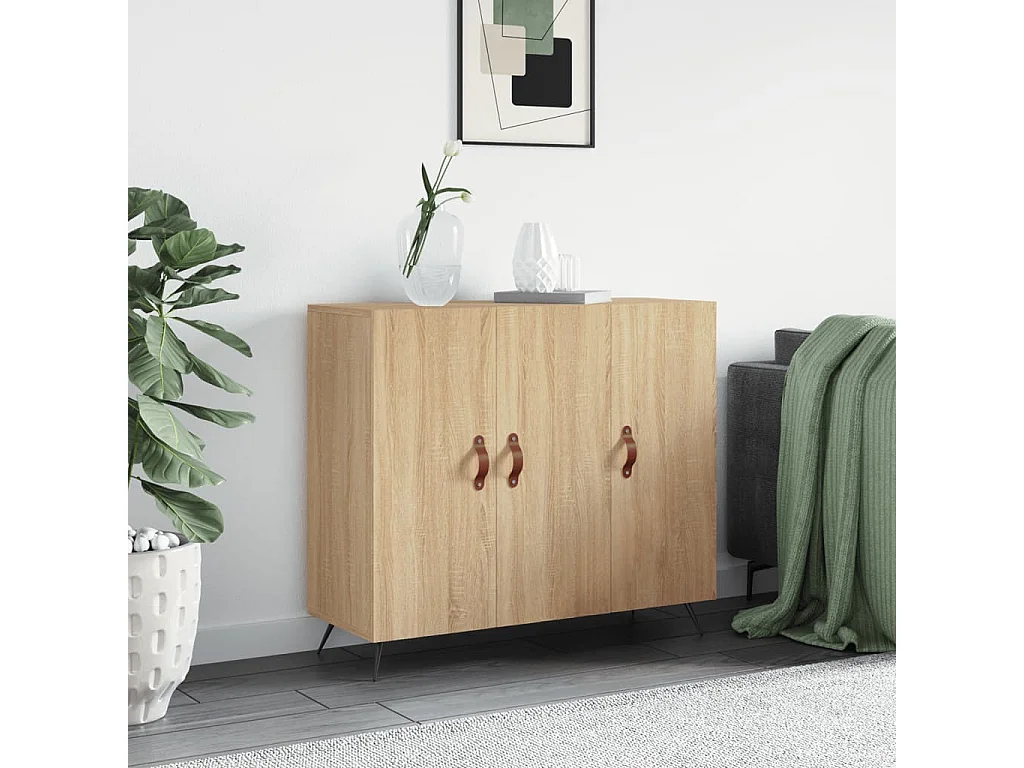 Credenza Rovere Sonoma 90x34x80 cm in Legno Multistrato