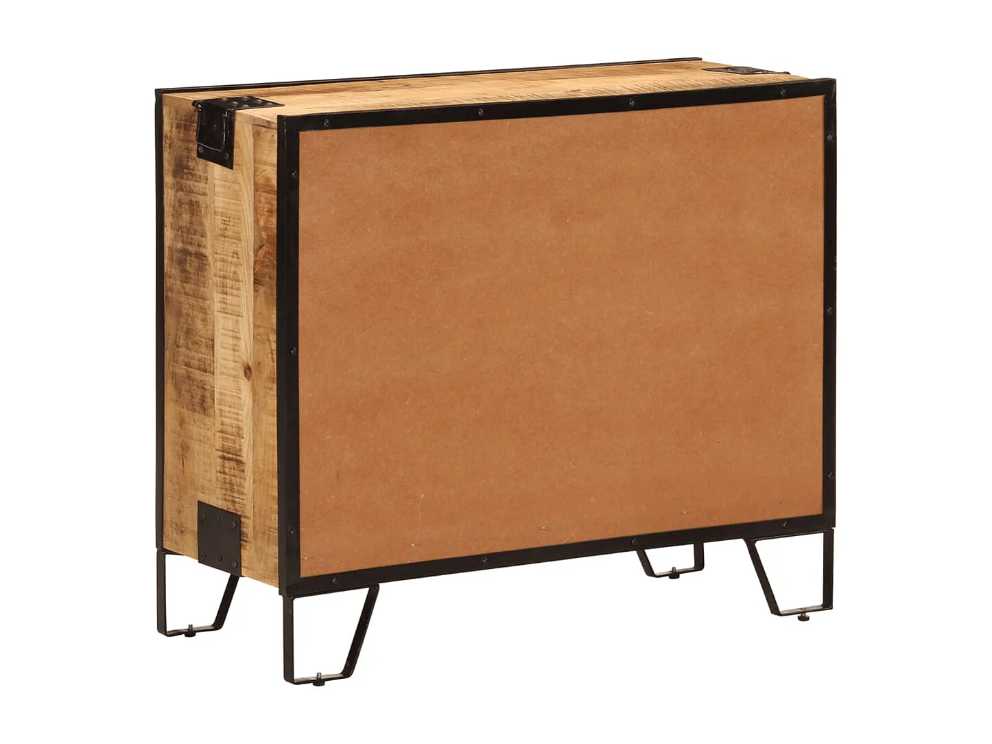 Sideboard 80x31x66 cm Massives Raues Mangoholz und Metall