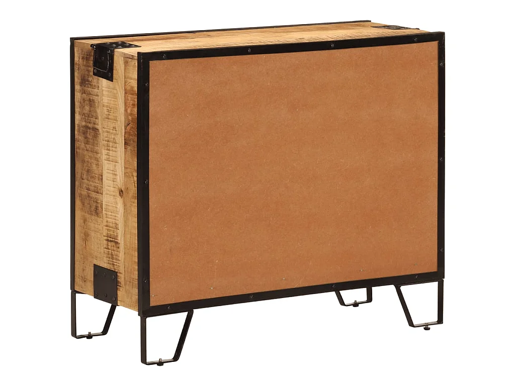 Buffet 80x31x66 cm bois de manguier brut massif et métal