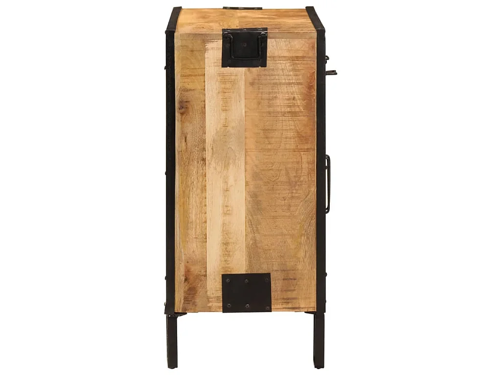 Buffet 80x31x66 cm bois de manguier brut massif et métal