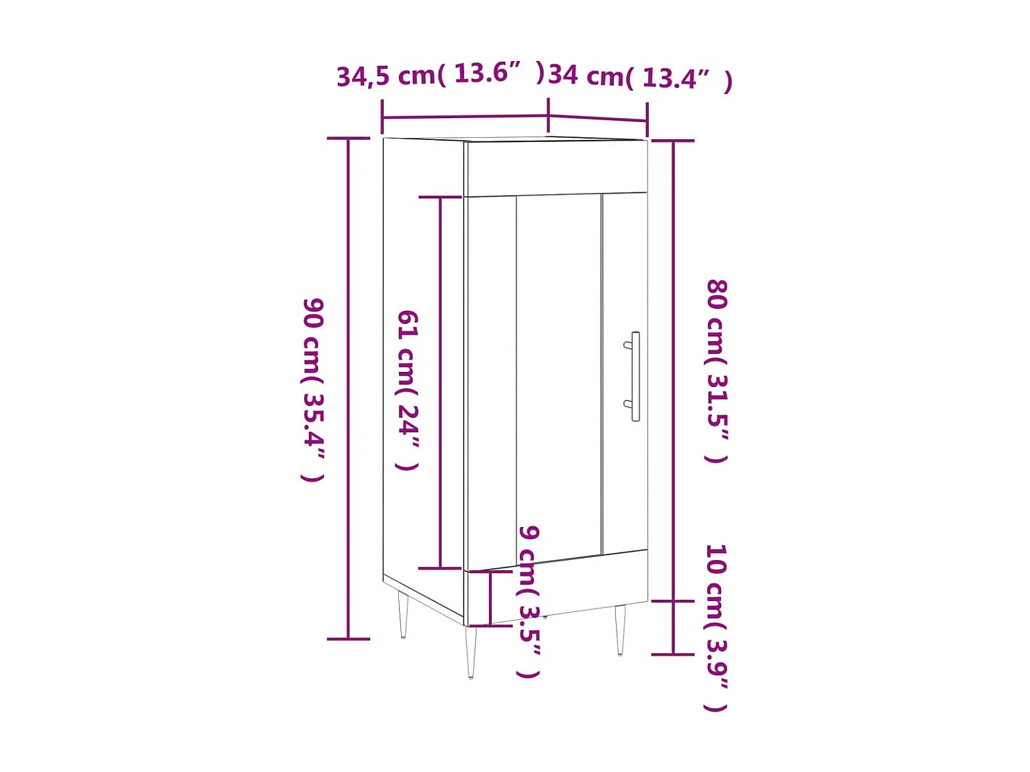 Buffet blanc 34,5x34x90 cm bois d'ingénierie