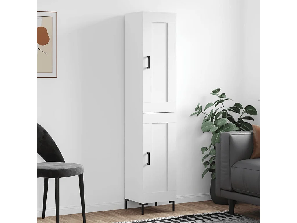 Credenza Bianca 34,5x34x180 cm in Legno Multistrato