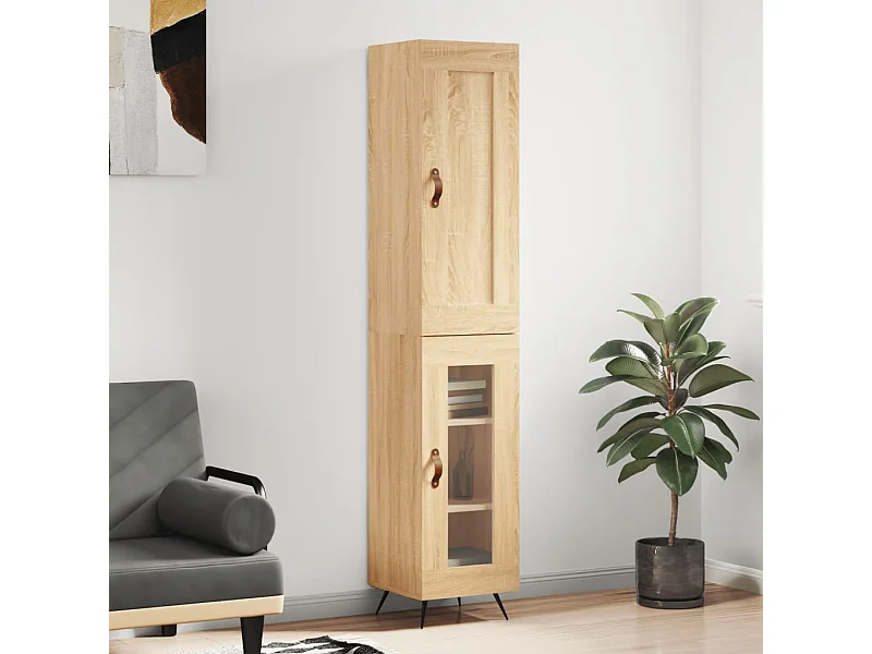 Hoge kast 34,5x34x180 cm bewerkt hout sonoma eikenkleurig