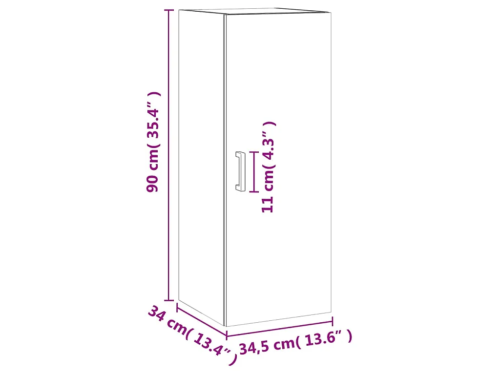 Armoire murale blanc 34,5x34x90 cm