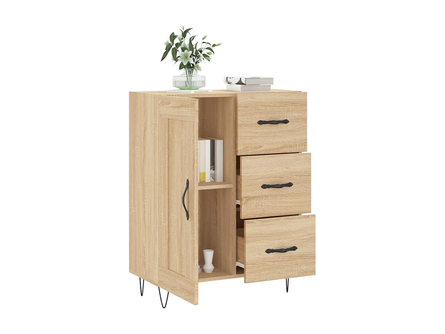 Buffet chêne sonoma 69,5x34x90 cm bois d'ingénierie