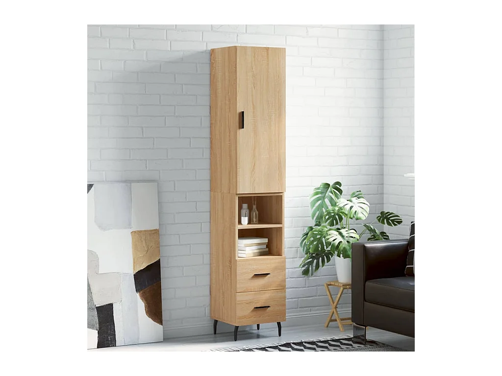 Buffet haut Chêne sonoma 34,5x34x180 cm Bois d'ingénierie