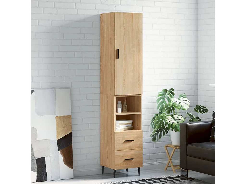 Buffet haut Chêne sonoma 34,5x34x180 cm Bois d'ingénierie