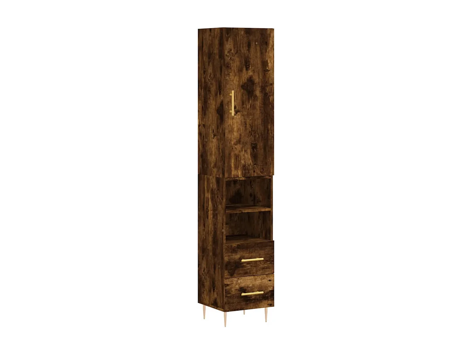 Buffet haut Chêne fumé 34,5x34x180 cm Bois d'ingénierie