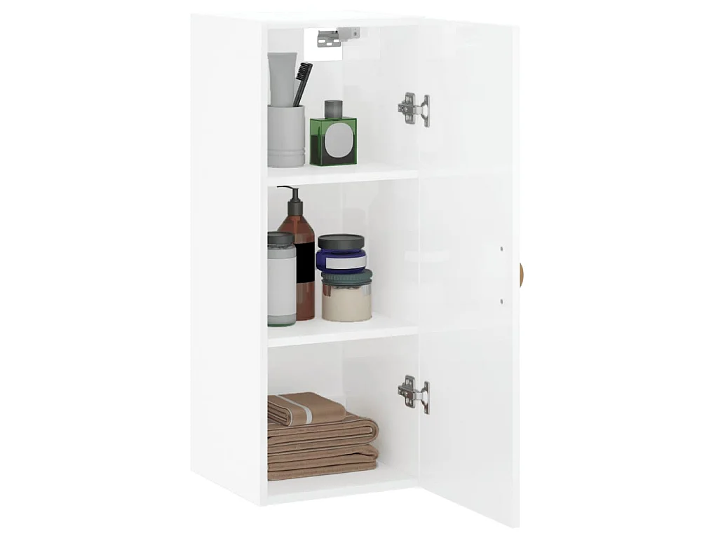 Bovenkast 34,5x34x90 cm hoogglans wit