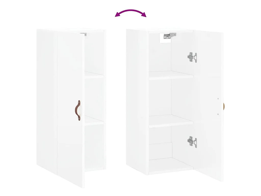 Bovenkast 34,5x34x90 cm hoogglans wit