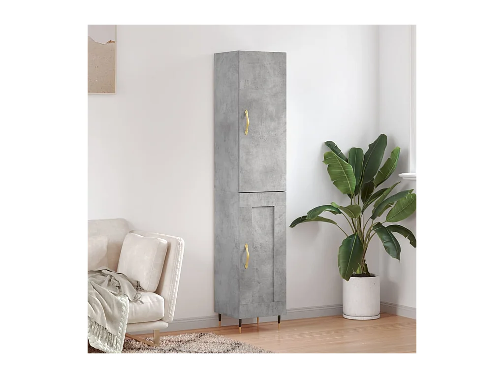Buffet haut Gris béton 34,5x34x180 cm Bois d'ingénierie