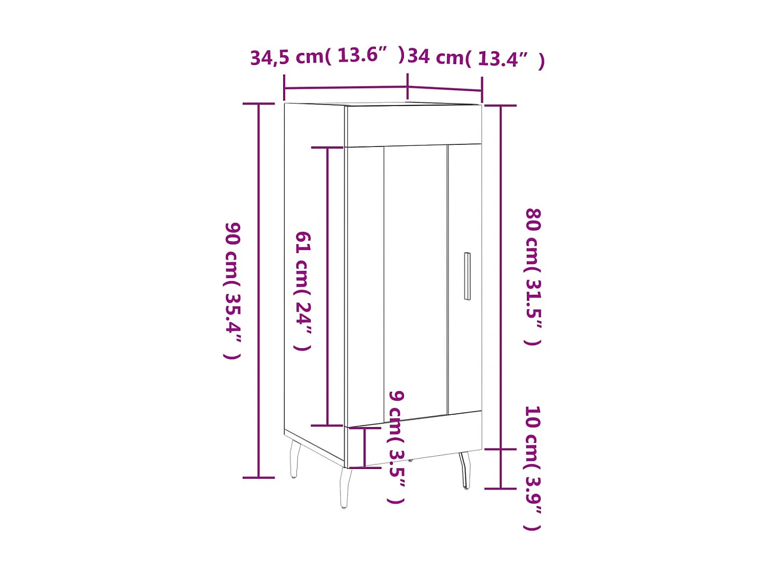 Buffet blanc 34,5x34x90 cm bois d'ingénierie