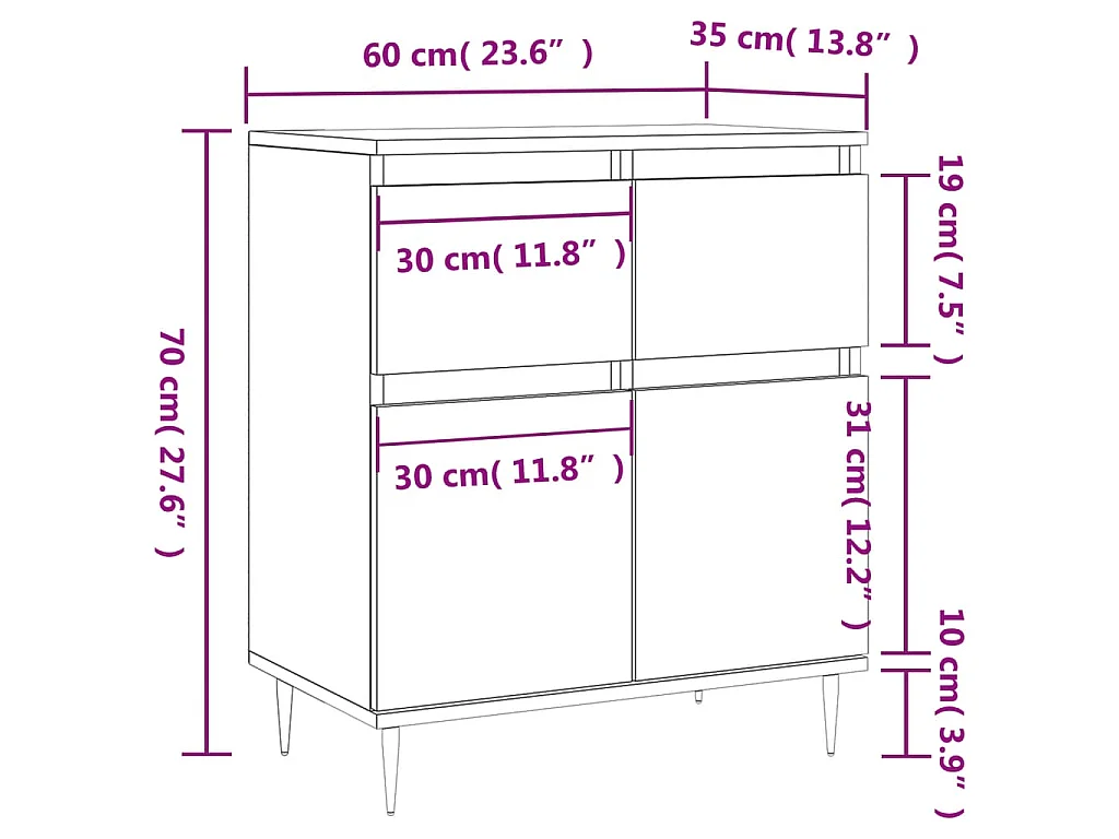 Sideboard Räuchereiche 60x35x70 cm Holzwerkstoff