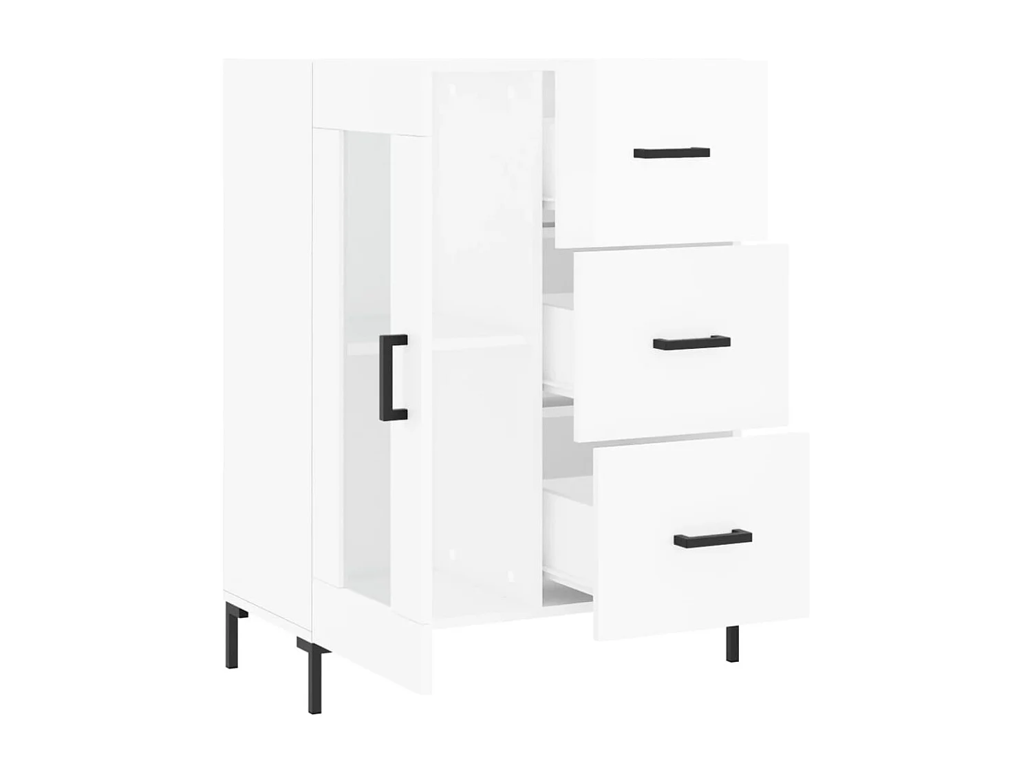 Dressoir 69,5x34x90 cm bewerkt hout hoogglans wit