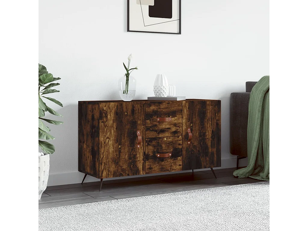 Buffet chêne fumé 100x36x60 cm bois d'ingénierie