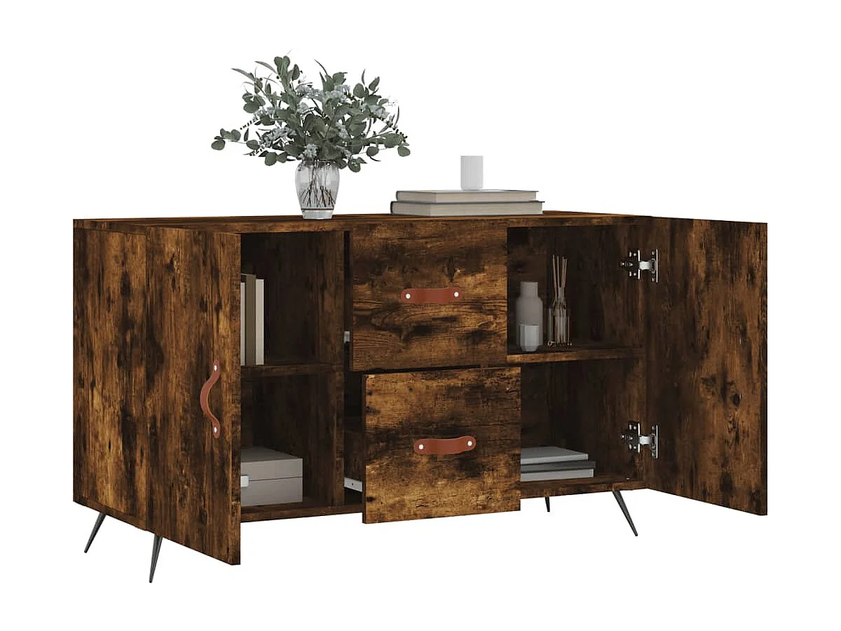 Buffet chêne fumé 100x36x60 cm bois d'ingénierie