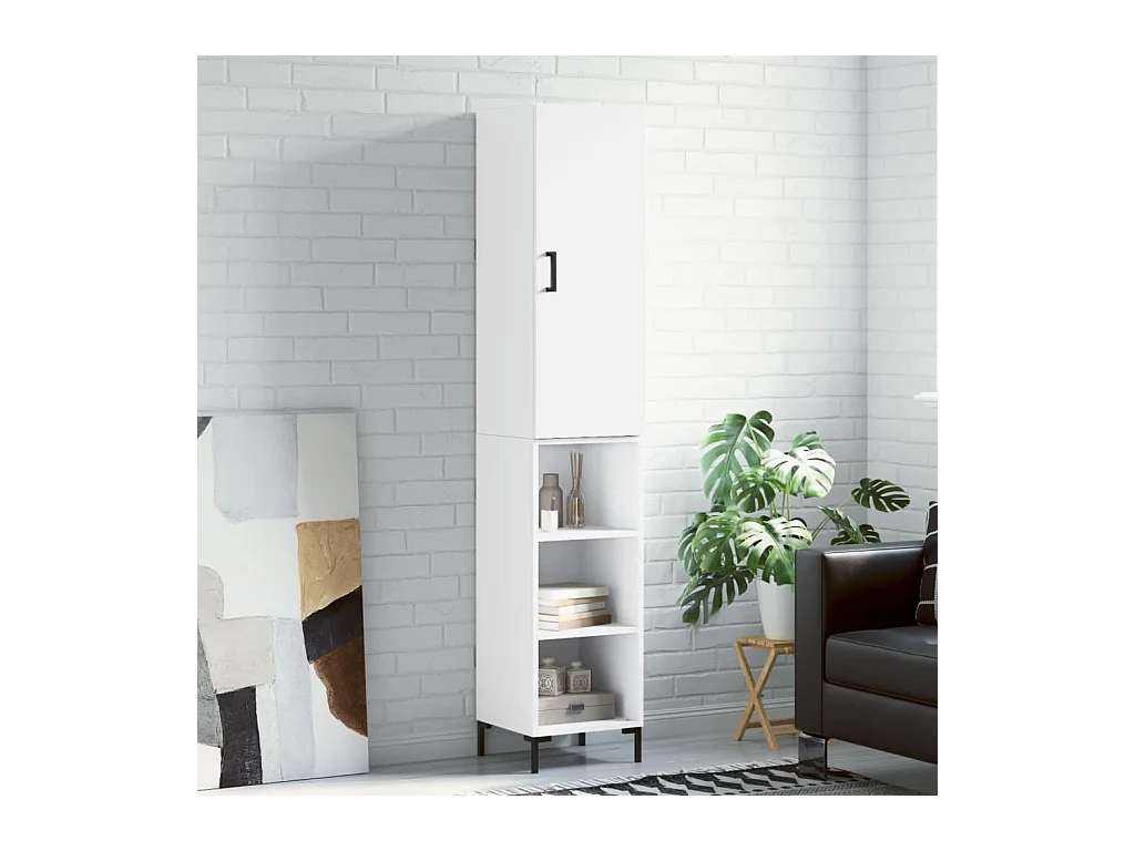 Buffet haut Blanc 34,5x34x180 cm Bois d'ingénierie