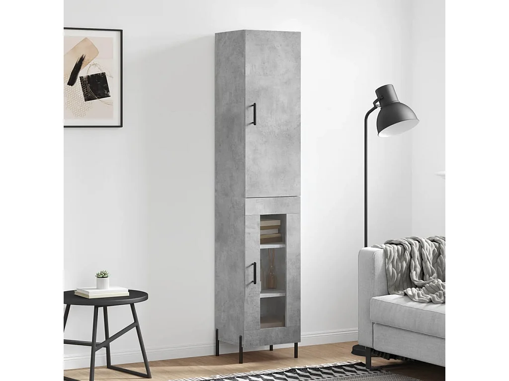 Highboard Betongrau 34,5x34x180 cm Holzwerkstoff