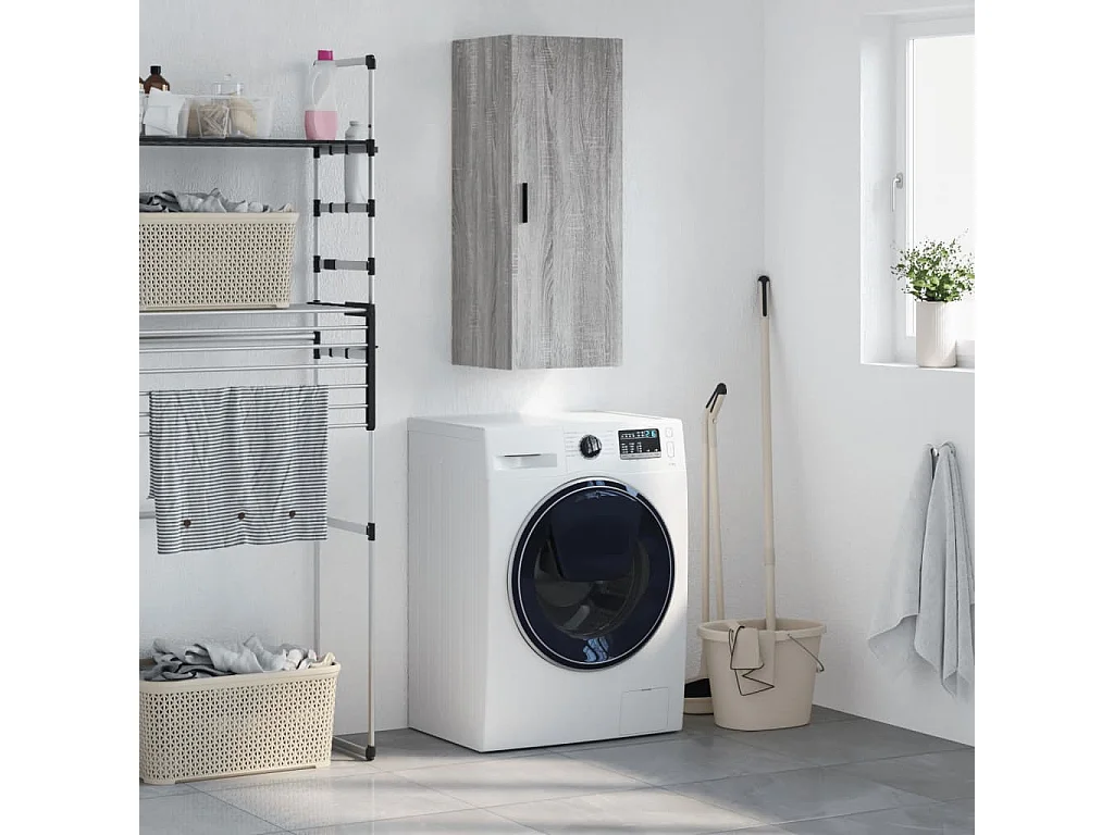 Bovenkast 34,5x34x90 cm grijs sonoma eikenkleurig
