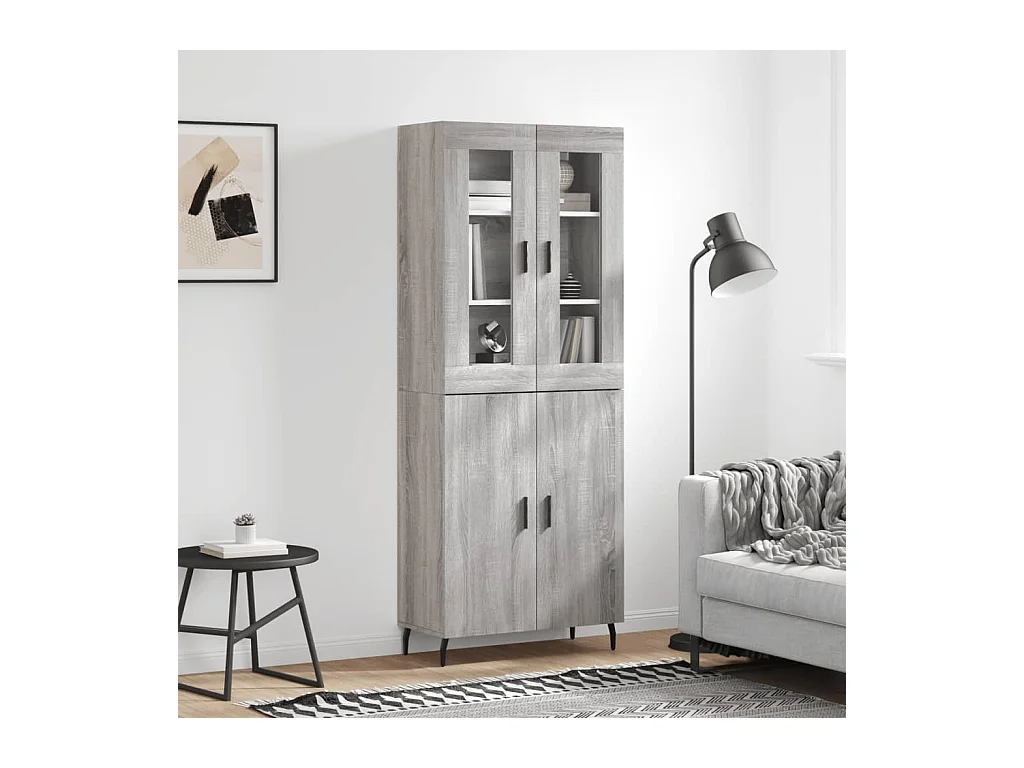 Buffet haut Sonoma gris 69,5x34x180 cm Bois d'ingénierie