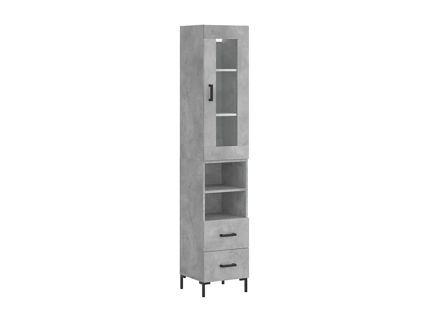 Buffet haut Gris béton 34,5x34x180 cm Bois d'ingénierie