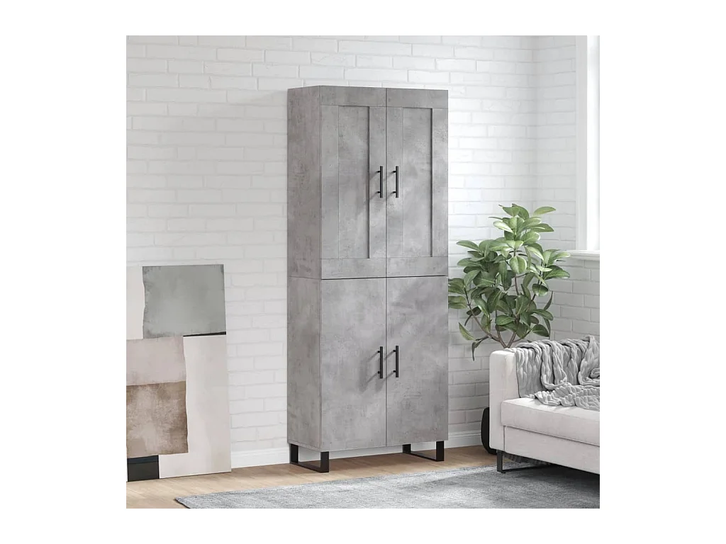 Buffet haut Gris béton 69,5x34x180 cm Bois d'ingénierie