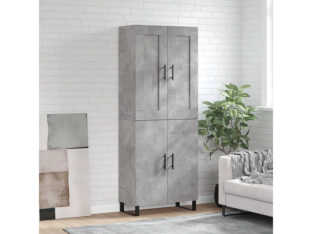 Highboard Betongrau 69,5x34x180 cm Holzwerkstoff