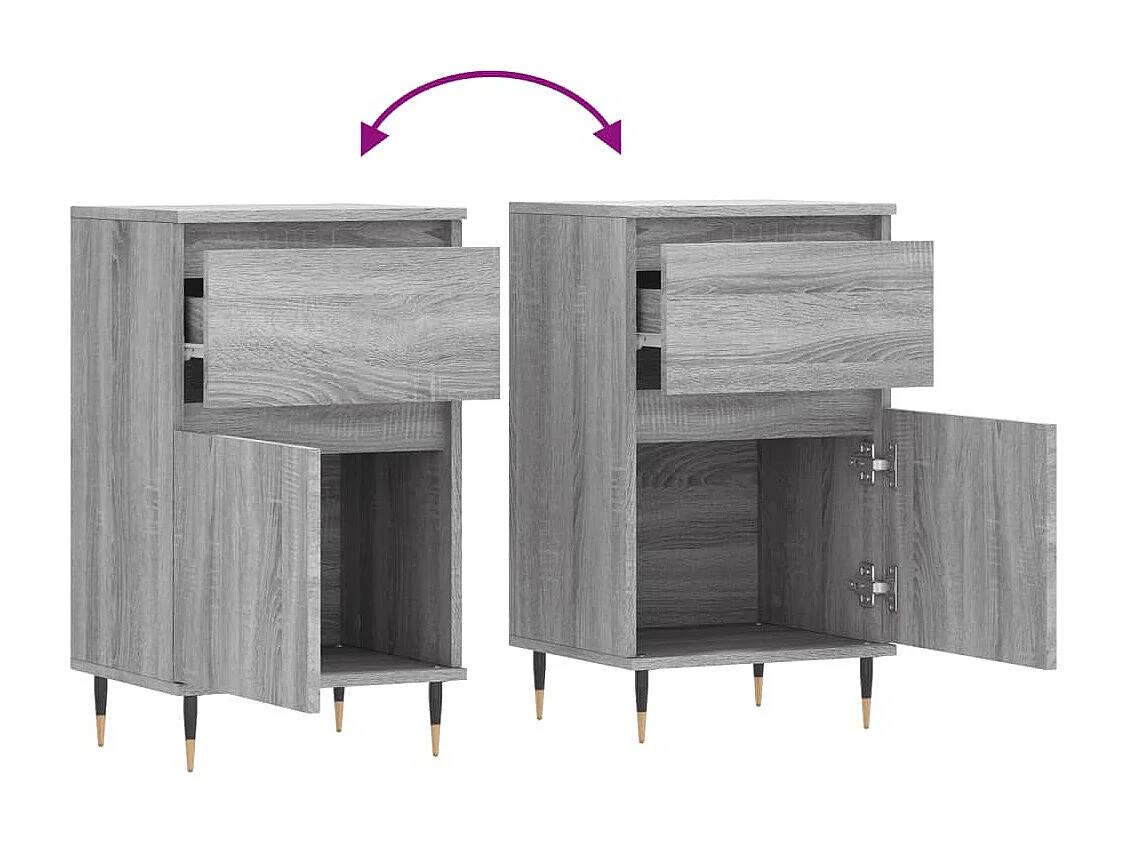 Credenze 2 pz Grigio Sonoma 40x35x70 cm in Legno Multistrato