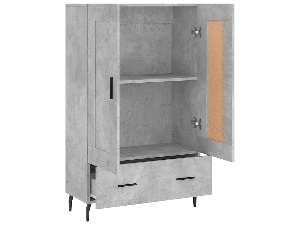 Buffet haut gris béton 69,5x31x115 cm bois d'ingénierie
