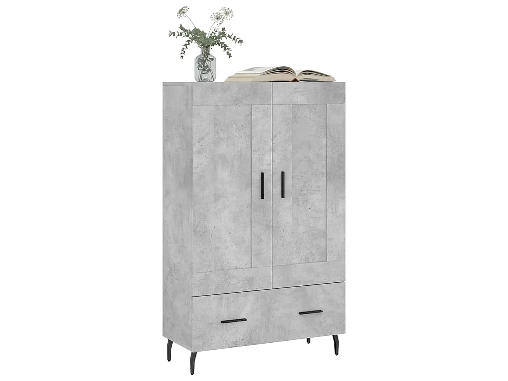 Buffet haut gris béton 69,5x31x115 cm bois d'ingénierie