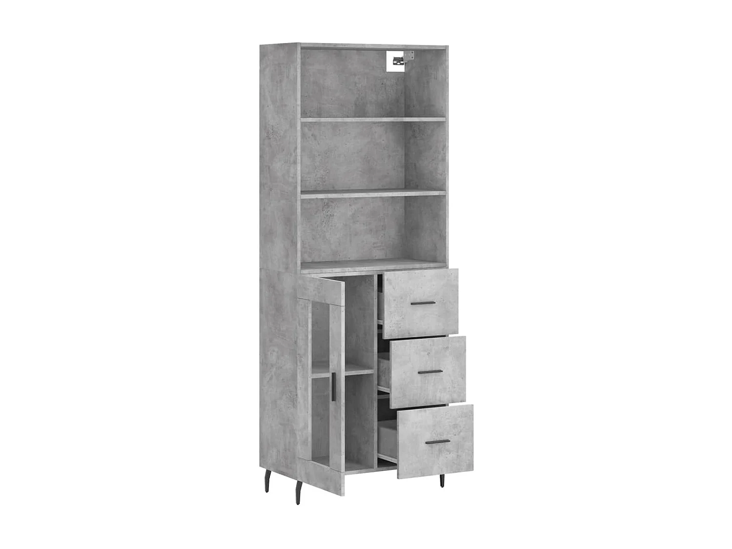 Buffet haut Gris béton 69,5x34x180 cm Bois d'ingénierie