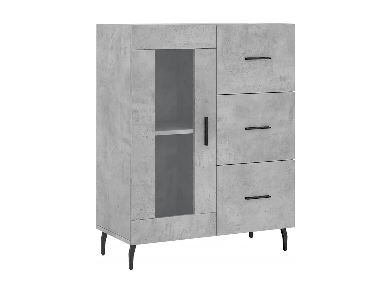 Buffet haut Gris béton 69,5x34x180 cm Bois d'ingénierie