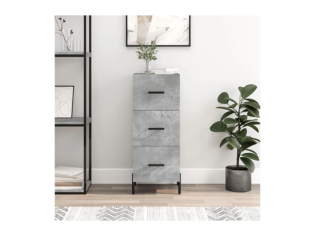 Buffet Gris béton 34,5x34x90 cm Bois d'ingénierie