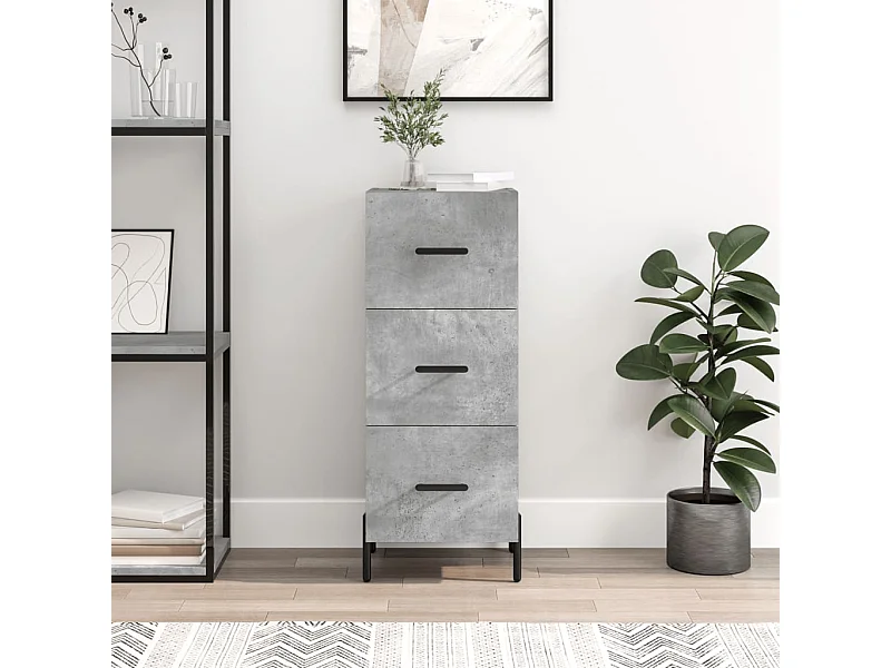 Aparador de madera contrachapada gris hormigón 34,5x34x90 cm