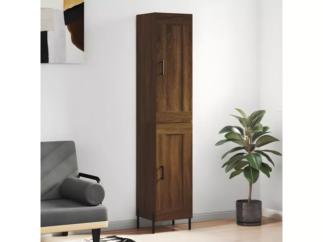 Kauf Unique Highboard Braun Eichen-Optik 34,5x34x180 cm Holzwerkstoff