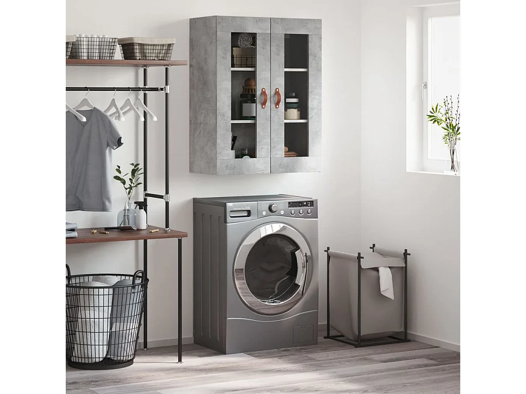 Armoire murale gris béton 69,5x34x90 cm