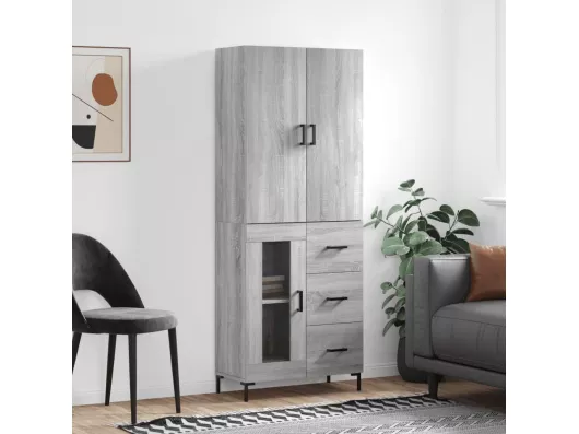 Kauf Unique Highboard Grau Sonoma 69,5x34x180 cm Holzwerkstoff