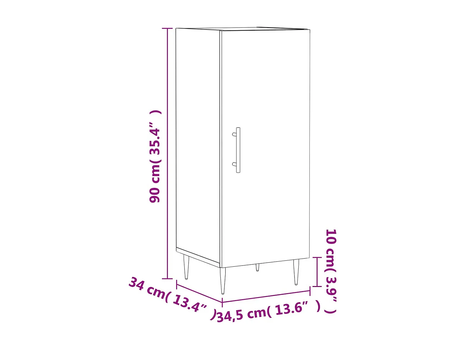 Credenza Rovere Fumo 34,5x34x90 cm in Legno Multistrato