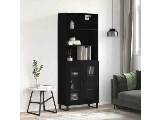 Kauf Unique Highboard Schwarz 69,5x34x180 cm Holzwerkstoff