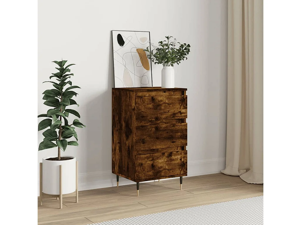 Buffet chêne fumé 40x35x70 cm bois d'ingénierie