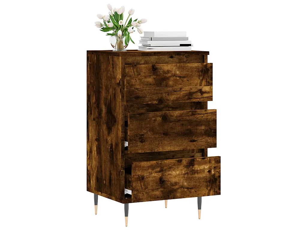 Buffet chêne fumé 40x35x70 cm bois d'ingénierie