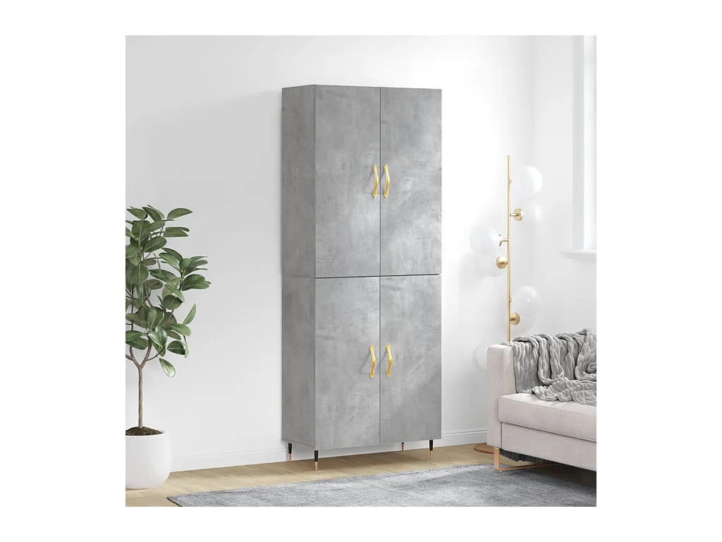 Highboard Betongrau 69,5x34x180 cm Holzwerkstoff