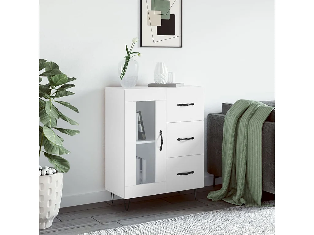 Buffet blanc 69,5x34x90 cm bois d'ingénierie