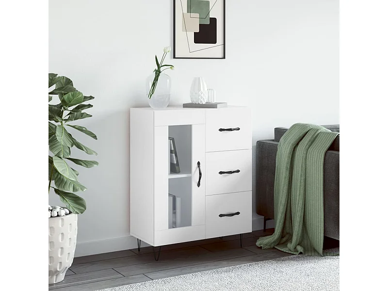 Aparador de madera de ingeniería blanco 69,5x34x90 cm