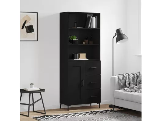 Kauf Unique Highboard Schwarz 69,5x34x180 cm Holzwerkstoff