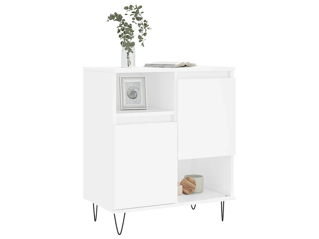 Aparador de madera contrachapada blanco 60x35x70 cm